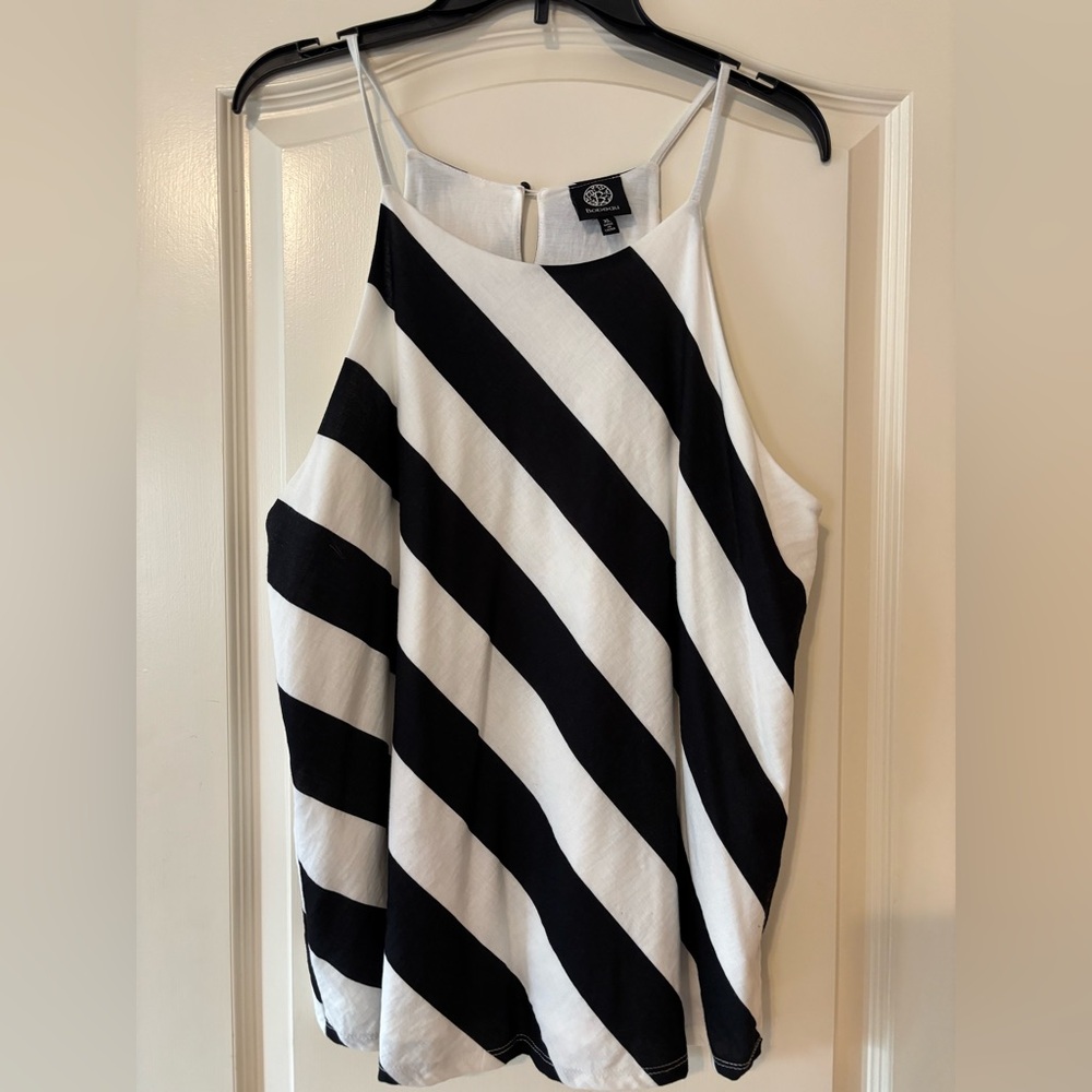 bobeau Black and White Diagonal Stripe Camisole